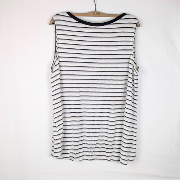 Reitmans 2X Sleeveless Striped Tank Top – Plus Size Neutral Black Grey White - Picture 2 of 5